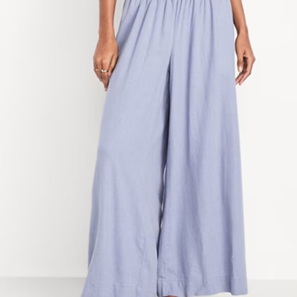 Old Navy Mid-Rise Linen-Blend Super Wide-Leg Palazzo Pants Size PETITE X-Small - Picture 2 of 4